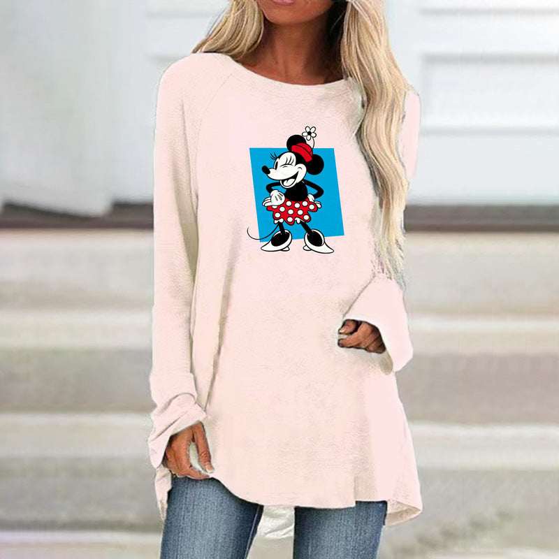 Women's Mickey Mouse Graphic Loose-Fit Long Sleeve T-Shirt