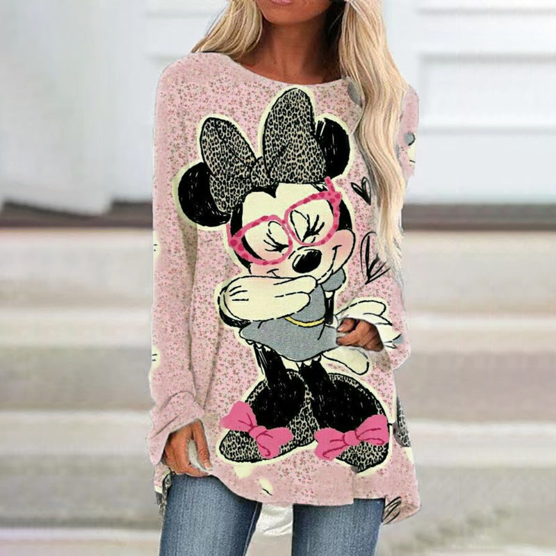 Women's Mickey Mouse Graphic Loose-Fit Long Sleeve T-Shirt