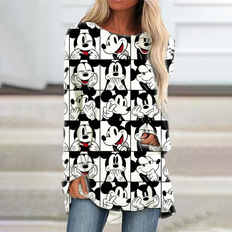 Women's Mickey Mouse Graphic Loose-Fit Long Sleeve T-Shirt