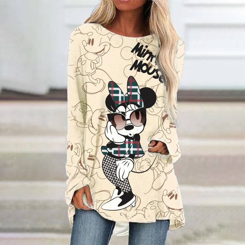 Women's Mickey Mouse Graphic Loose-Fit Long Sleeve T-Shirt