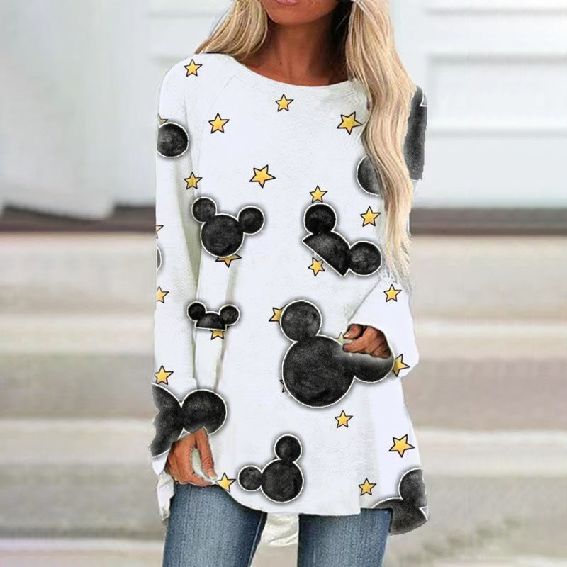 Women's Mickey Mouse Graphic Loose-Fit Long Sleeve T-Shirt