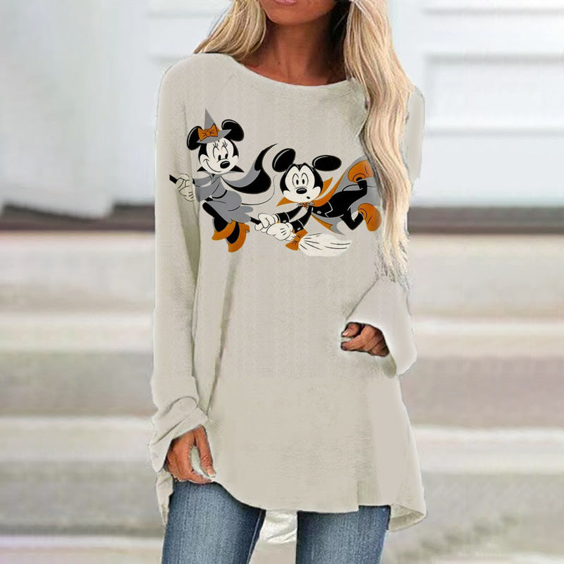 Women's Mickey Mouse Graphic Loose-Fit Long Sleeve T-Shirt