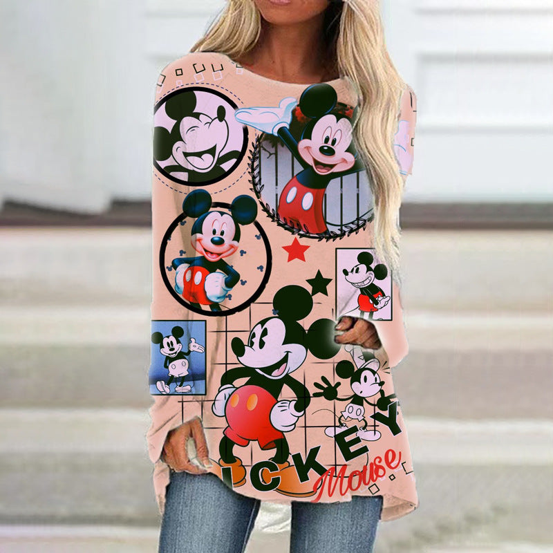 Women's Mickey Mouse Graphic Loose-Fit Long Sleeve T-Shirt