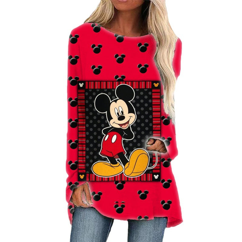 Women's Mickey Mouse Graphic Loose-Fit Long Sleeve T-Shirt
