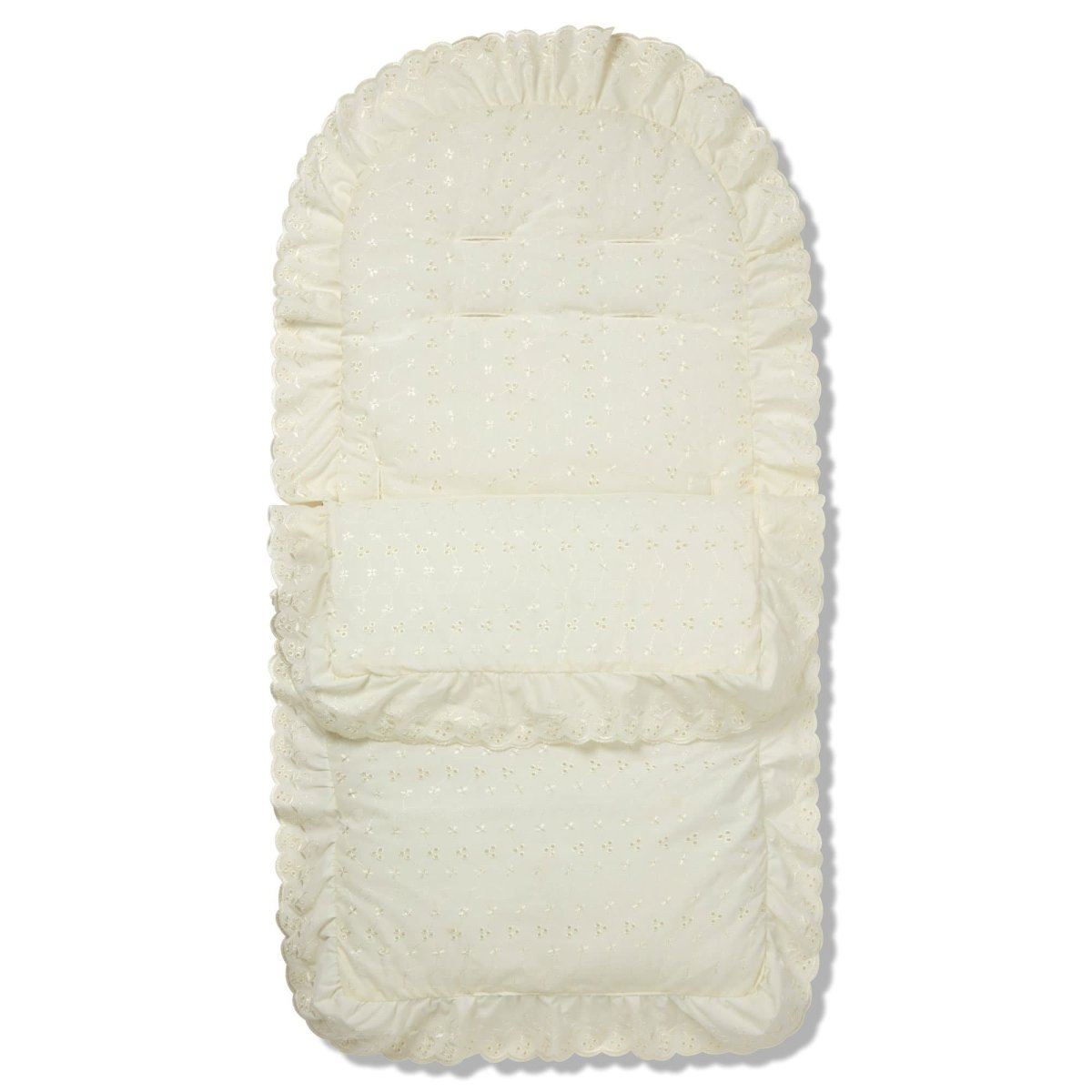 Beige textured footmuff on a white background
